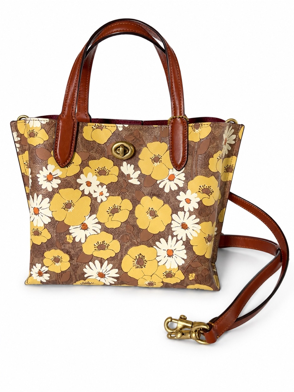 Coach 🌼 Willow Tote 24 Handbag in Signature Canvas - Yellow & White Floral 🌻